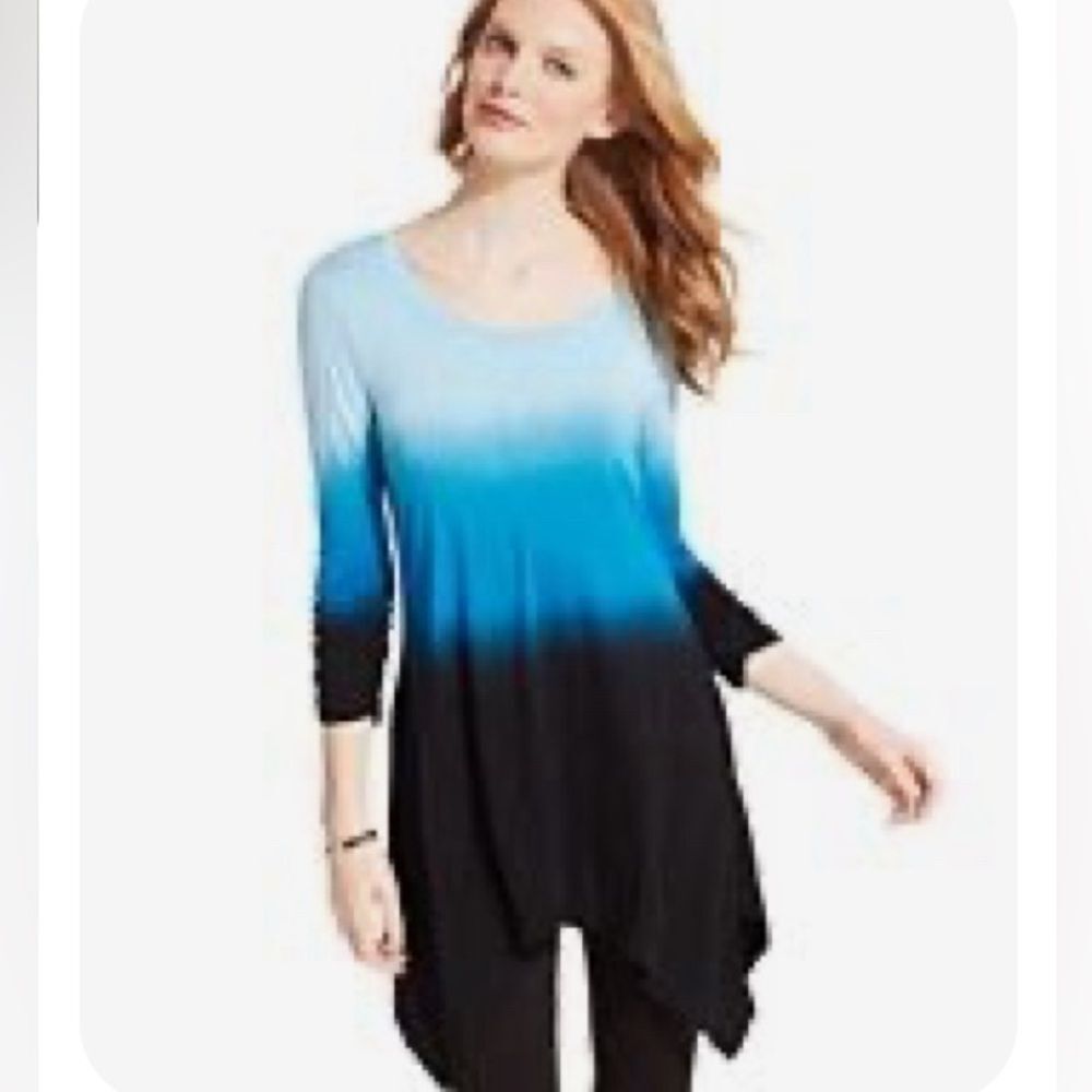 Anthropologie Philosophy blue color dip dye tunic top size small